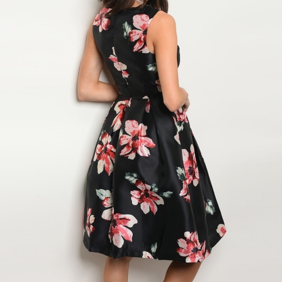 Chiffon Floral Print A Line Dress - Picture 4 of 5